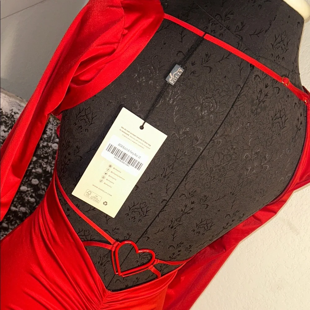 Oh Polly Vibrant Red Long Sleeve Sexy Dress - Picture 7 of 7